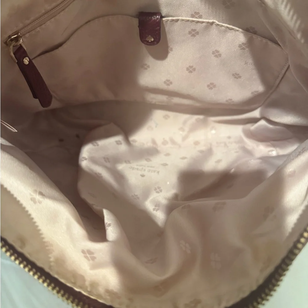 Kate Spade Polly Medium Leather Shoulder Hobo Bag Cherrywood Burgundy Wine